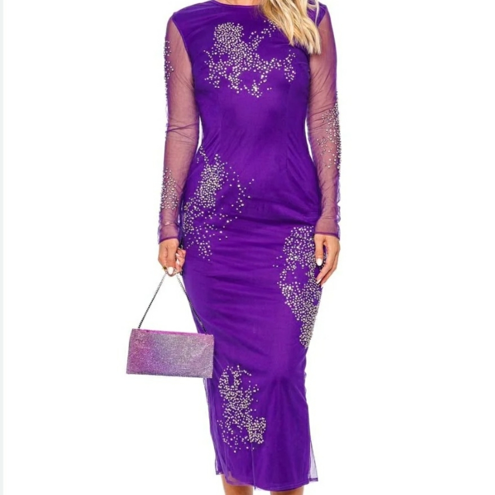 Des Phemmes tulle midi dress featuring splash crystal-embroidery 4
